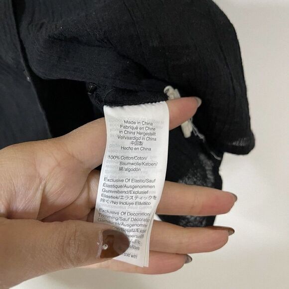 MADEWELL black Sheer Button down Short sleeve Blouse top size US - Picture 3 of 5